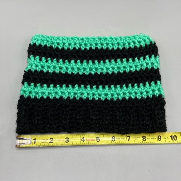 Cat beanie hat crochet handmade new kawaii black turquoise - Picture 7 of 7